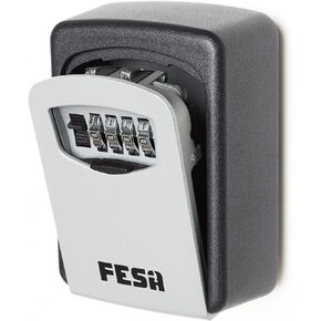 صندوق قفل المفاتيح الخارجي من FESA - صندوق قفل مكون من 4 أرقام للمفاتيح ومفتاح السيارة - صندوق قفل للمفاتيح للتعليق أو التثبيت على الحائط - مثالي لمنازل العطلات وجليسات المنازل وسماسرة العقارات (تعليق أو تثبيت على الحائط)