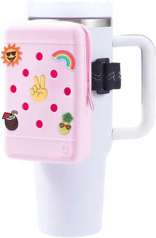 HCVUINL Silicone Water Bottle Pouch with 5 Charms, Water Bottle Handheld Caddy for Quencher Adventure 40oz & Stanley IceFlow 20oz 30oz,Tumbler Pouch Sports Gym Bottle Accessories,White in Saudi Arabia