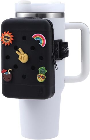 HCVUINL Silicone Water Bottle Pouch with 5 Charms, Water Bottle Handheld Caddy for Quencher Adventure 40oz & Stanley IceFlow 20oz 30oz,Tumbler Pouch Sports Gym Bottle Accessories,White in Saudi Arabia