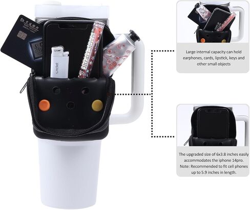 HCVUINL Silicone Water Bottle Pouch with 5 Charms, Water Bottle Handheld Caddy for Quencher Adventure 40oz & Stanley IceFlow 20oz 30oz,Tumbler Pouch Sports Gym Bottle Accessories,White in Saudi Arabia