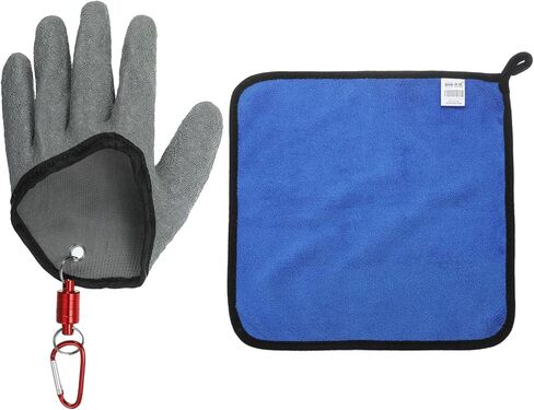 PATIKIL Fishing Gloves with Alloy Magnet Release Towels Fisherman Professional Catch Fish Glove Non-Slip Puncture Resistant Gloves for Handling Catching Cleaning in Saudi Arabia