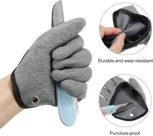 PATIKIL Fishing Gloves with Alloy Magnet Release Towels Fisherman Professional Catch Fish Glove Non-Slip Puncture Resistant Gloves for Handling Catching Cleaning in Saudi Arabia