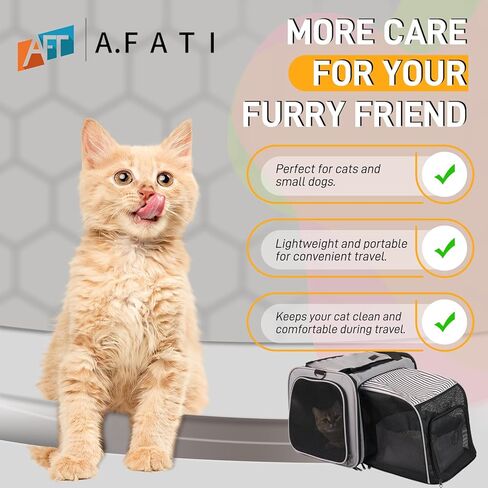 حاملة سفر للقطط مع صندوق فضلات، قفص حيوانات أليفة قابل للطي، حاملة قطط للسفر بالسيارة مع صندوق فضلات قابل للطي، حامل ناعم الجوانب قابل للتوسيع للقطط والجراء in Kuwait