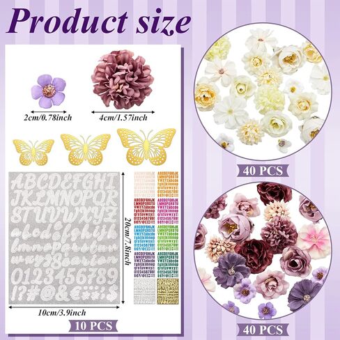 Hanaive 102 Pcs Handmade Graduation Cap Decoration Kit Includes 80 Pcs Assorted Flower Heads 12 Pcs 3D Butterflies Decorations 10 Sheets Glitter Number Letter Stickers for Cap DIY (Blue, White) in Saudi Arabia