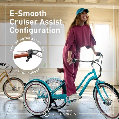 sixthreezero EVRYjourney Adult Electric Tricycle, 7-Speed Step Through eTrike 3 Wheel eBike, 250 Watt Motor, 26 Inch Wheels, Navy in Saudi Arabia