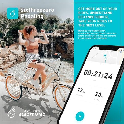 sixthreezero EVRYjourney Adult Electric Tricycle, 7-Speed Step Through eTrike 3 Wheel eBike, 250 Watt Motor, 26 Inch Wheels, Navy in Saudi Arabia
