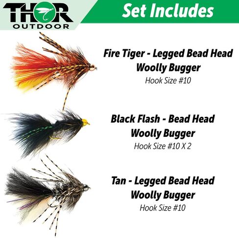 Thor Outdoor BH Woolly Bugger - Wet Fly Fishing Streamer Flies for Bass, Panfish, Trout in Saudi Arabia