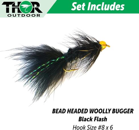 Thor Outdoor BH Woolly Bugger - Wet Fly Fishing Streamer Flies for Bass, Panfish, Trout in Saudi Arabia