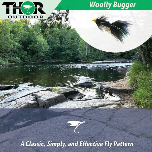 Thor Outdoor BH Woolly Bugger - Wet Fly Fishing Streamer Flies for Bass, Panfish, Trout in Saudi Arabia