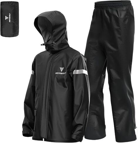 LIXADA Men Motorcycle Rain Suit Outdoor Reflective Waterproof Rain Jacket and Pants Rain Gear for Bike Riding Cycling in Saudi Arabia