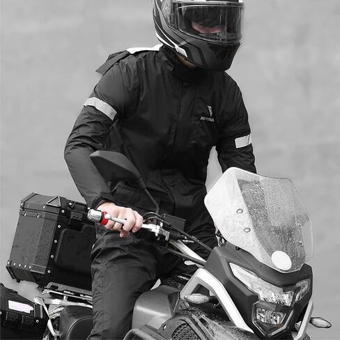 LIXADA Men Motorcycle Rain Suit Outdoor Reflective Waterproof Rain Jacket and Pants Rain Gear for Bike Riding Cycling in Saudi Arabia