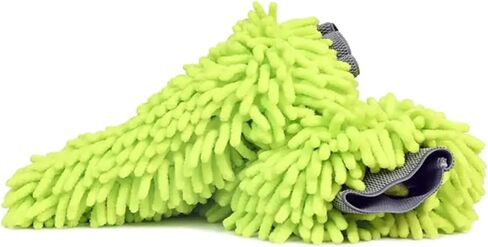 Hyper ONE Microfiber Car Wash Mitt with Elastic Cuff - 2 Pack (Green) | Scratch-Free Detailing with Premium Microfiber & Chenille Material | Multi-Surface Car Cleaning Mitt Removes Soap,Grime & Dust in Saudi Arabia