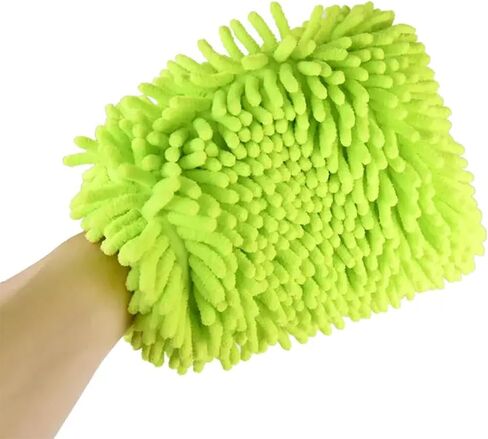 Hyper ONE Microfiber Car Wash Mitt with Elastic Cuff - 2 Pack (Green) | Scratch-Free Detailing with Premium Microfiber & Chenille Material | Multi-Surface Car Cleaning Mitt Removes Soap,Grime & Dust in Saudi Arabia