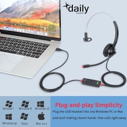 سماعة رأس USB مع ميكروفون للكمبيوتر المحمول والكمبيوتر وسماعة الرأس وإلغاء الضوضاء وميكروفون للمنزل والمكتب عبر الإنترنت وSkype Zoom in Kuwait