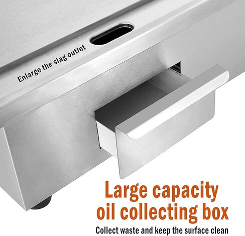 شواية كهربائية تجارية 110 فولت 3000 وات 22 بوصة من الفولاذ المقاوم للصدأ للشواء، طبق مسطح للشواية الساخنة، تحكم ترموستاتي قابل للتعديل 122 درجة فهرنهايت - 572 درجة فهرنهايت، شواية مطعم من الفولاذ المقاوم للصدأ للمطبخ in Kuwait