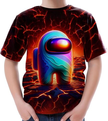 Little Big Kids Girls Boys T-Shirts,Summer Game Shirts Short Sleeve T-Shirts,Graphic Colorful T-Shirts for 4-14 in Saudi Arabia