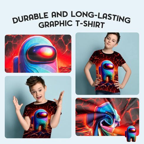 Little Big Kids Girls Boys T-Shirts,Summer Game Shirts Short Sleeve T-Shirts,Graphic Colorful T-Shirts for 4-14 in Saudi Arabia