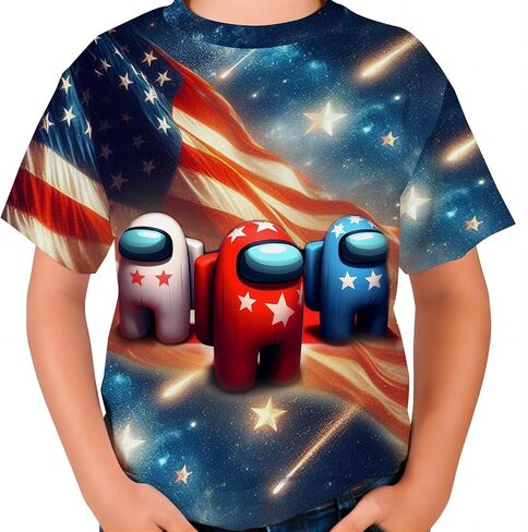 Little Big Kids Girls Boys T-Shirts,Summer Game Shirts Short Sleeve T-Shirts,Graphic Colorful T-Shirts for 4-14 in Saudi Arabia