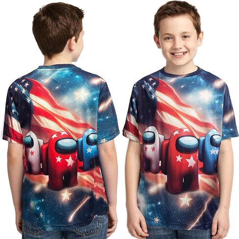Little Big Kids Girls Boys T-Shirts,Summer Game Shirts Short Sleeve T-Shirts,Graphic Colorful T-Shirts for 4-14 in Saudi Arabia