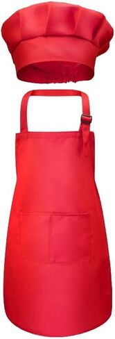 ccHuDE 2 Pcs Kids Chef Apron Hat Children Cooking Apron Adjustable Baking Apron Child Painting Aprons for Toddler in Saudi Arabia