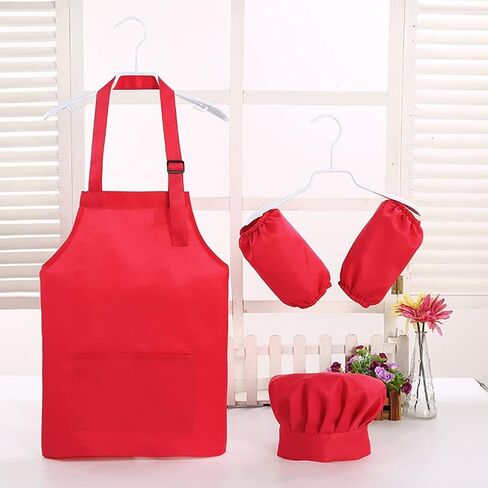 ccHuDE 2 Pcs Kids Chef Apron Hat Children Cooking Apron Adjustable Baking Apron Child Painting Aprons for Toddler in Saudi Arabia