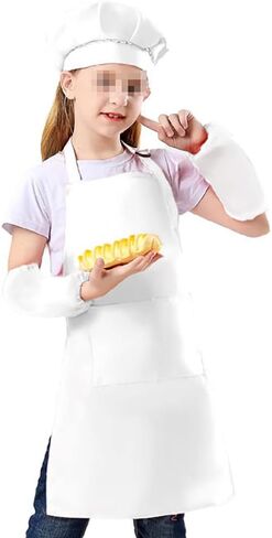 ccHuDE 2 Pcs Kids Chef Apron Hat Children Cooking Apron Adjustable Baking Apron Child Painting Aprons for Toddler in Saudi Arabia