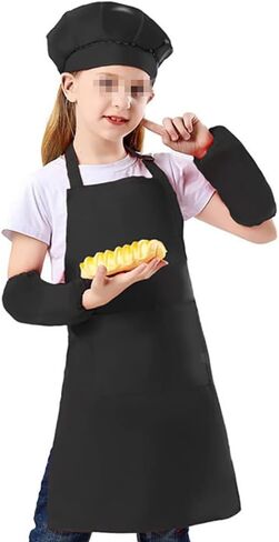 ccHuDE 2 Pcs Kids Chef Apron Hat Children Cooking Apron Adjustable Baking Apron Child Painting Aprons for Toddler in Saudi Arabia