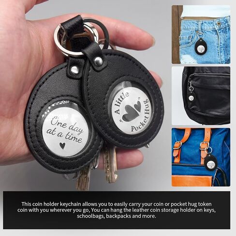 CHIMUYU Coin Holder Keychain Leather Key Chain Coin Display Storage Box Case for Challenge Coin, Collectible Coins, Commemorative Coins and Medals of 34 mm/1.34 inches and Below (1) in Saudi Arabia