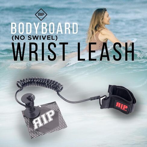 RIP Pro Series Coiled Bodyboard Wrist Leash – Premium Coiled Bicep/Elbow Leash w/Plug - Adjustable, Comfortable, EZ Fit, Neoprene Cuff, Strong, Durable Cord, Leash Rope – 5.5mm Thick in Saudi Arabia