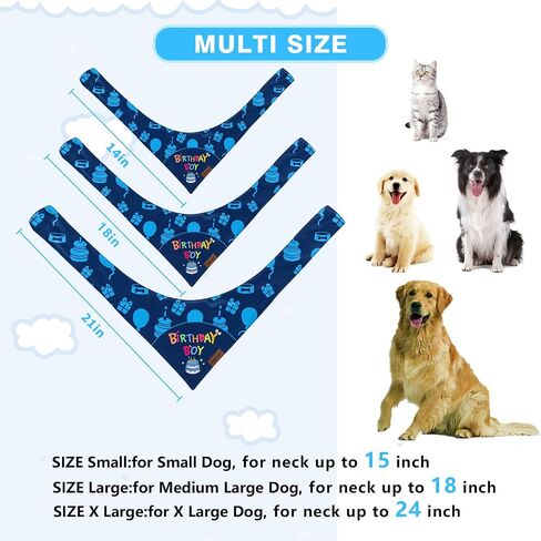 TCBOYING Dog Birthday Party Supplies, Multi Size Offered, Dog Birthday Bandana Banner Boy Hat Bow Tie with Numbers for Small Medium Large X-Large Dogs Pets (Blue, Large) in Saudi Arabia