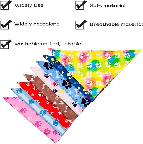 PET SHOW 50Pcs Paw Pattern Dog Bandanas Bulk Washable Puppy Girl Boy Triangle Bibs Accessories for Small Medium Dogs Cats Pets in Saudi Arabia