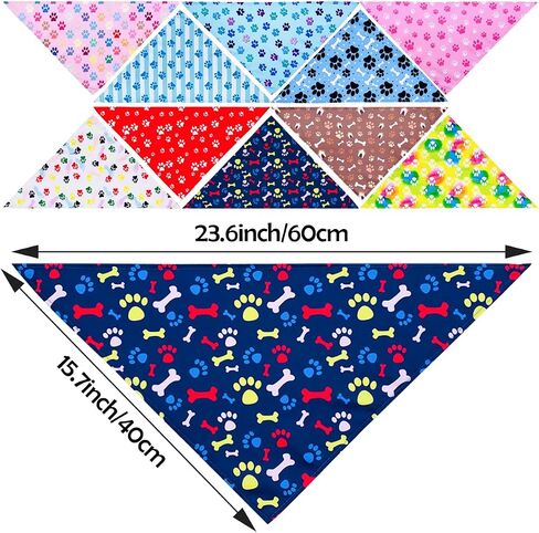 PET SHOW 50Pcs Paw Pattern Dog Bandanas Bulk Washable Puppy Girl Boy Triangle Bibs Accessories for Small Medium Dogs Cats Pets in Saudi Arabia