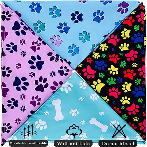PET SHOW 50Pcs Paw Pattern Dog Bandanas Bulk Washable Puppy Girl Boy Triangle Bibs Accessories for Small Medium Dogs Cats Pets in Saudi Arabia