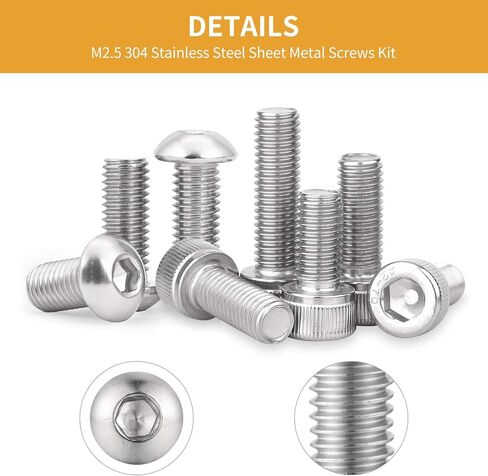VIGRUE 840 PCS M2.5 x 4/6/8/10/12/16/20/25mm Hex Button and Socket Head Cap Screws Nuts Washers Assortment Kit with Storage Box in Saudi Arabia