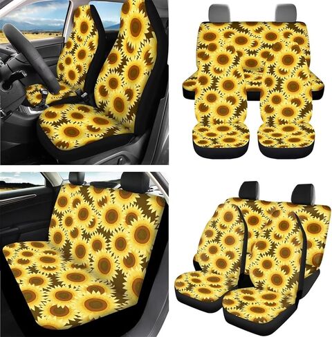 Yzaoxia Brown Cow Print Car Seat Covers and 15 Inch Car Steering Wheel Cover Car Coasters Gear Shift Knob Cover Car Handbrake Cover Headrest Cover Car Cup Coaster, Cowhide in Saudi Arabia