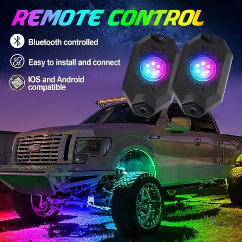 AMONLY 12 Pods RGB Led Rock Lights Kit, Multicolor Underglow Neon Lights with APP Control Timing Function Flashing Music Mode Exterior Light Compatible with Jeep Off Road Car Truck ATV UTV in Saudi Arabia