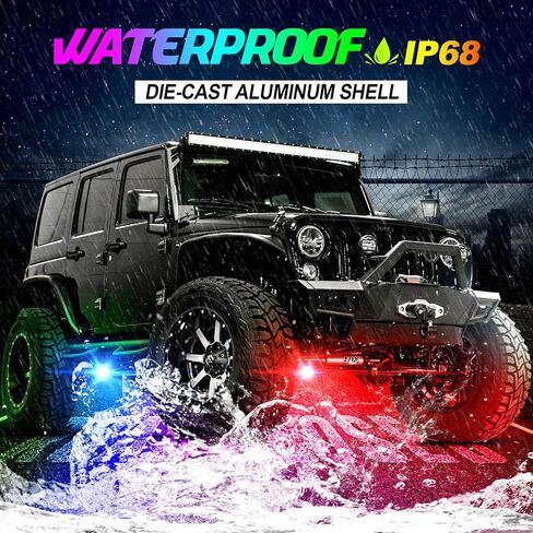 AMONLY 12 Pods RGB Led Rock Lights Kit, Multicolor Underglow Neon Lights with APP Control Timing Function Flashing Music Mode Exterior Light Compatible with Jeep Off Road Car Truck ATV UTV in Saudi Arabia