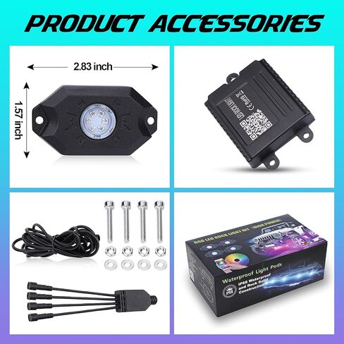 AMONLY 12 Pods RGB Led Rock Lights Kit, Multicolor Underglow Neon Lights with APP Control Timing Function Flashing Music Mode Exterior Light Compatible with Jeep Off Road Car Truck ATV UTV in Saudi Arabia