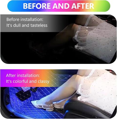 yvshy Pack of 4 Led Strip Lights for Cars, LED Car Atmosphere Lights, Car Interior Lights, 48SMD Car Lights Multicolored Music LED Strip Lights, for Most Cars (Multicolored) in Saudi Arabia