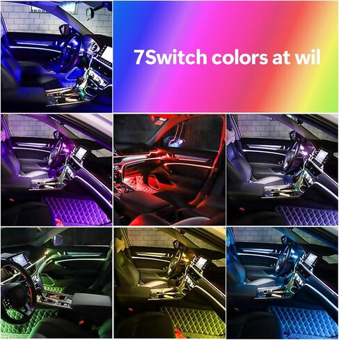 yvshy Pack of 4 Led Strip Lights for Cars, LED Car Atmosphere Lights, Car Interior Lights, 48SMD Car Lights Multicolored Music LED Strip Lights, for Most Cars (Multicolored) in Saudi Arabia