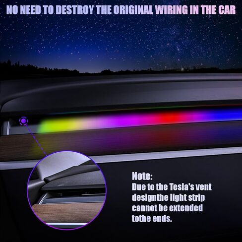 أضواء نيون XINTUO لطراز Tesla 3 Model Y 2023-2020 RGBIC أضواء شريط LED متغيرة اللون للوحة القيادة مع التحكم في التطبيق لملحقات Tesla Model 3 Model Y 2023-2020 in Kuwait