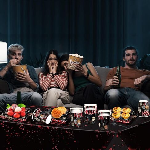 Horror Movie Birthday Party Supplies Horror Movie Party Favors Tableware Includes Cups Plates Napkins for Halloween Decor in Kuwait