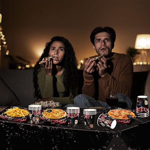 Horror Movie Birthday Party Supplies Horror Movie Party Favors Tableware Includes Cups Plates Napkins for Halloween Decor in Kuwait