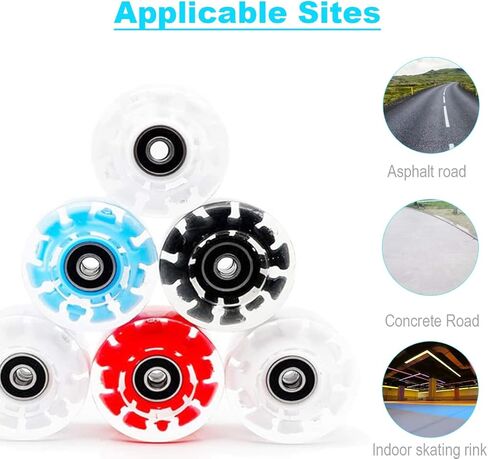 Light up Roller Skate Wheels 78A 32 x 58mm, Luminous Skate Wheels replacement 2 Pack for Indoor or Outdoor Double Row Skating and Skateboard in Saudi Arabia