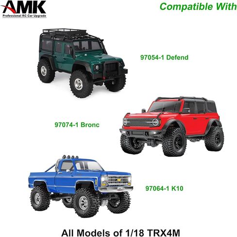 AMK 174g TRX4M محاور البوابة النحاسية الأمامية الخلفية مجموعة كاملة مع محاور عجلات سداسية 7 مم محولات 4 مم لـ 1/18 RC الزاحف TRX4M ترقيات Bronc Defend K10 in Kuwait