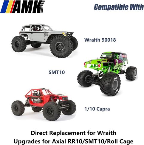 AMK CNC الألومنيوم الشبح المحاور الخلفية الأمامية مجموعة كاملة ل 1/10 RC الزاحف Aixal Wraith Spawn RR10 Bomber 90018 SMT10 Capra Buggy Rock Racer Roll Cage DIY الشاسيه (أسود أمامي + خلفي) in Saudi Arabia