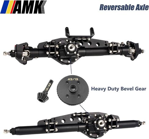 AMK CNC الألومنيوم الشبح المحاور الخلفية الأمامية مجموعة كاملة ل 1/10 RC الزاحف Aixal Wraith Spawn RR10 Bomber 90018 SMT10 Capra Buggy Rock Racer Roll Cage DIY الشاسيه (أسود أمامي + خلفي) in Saudi Arabia