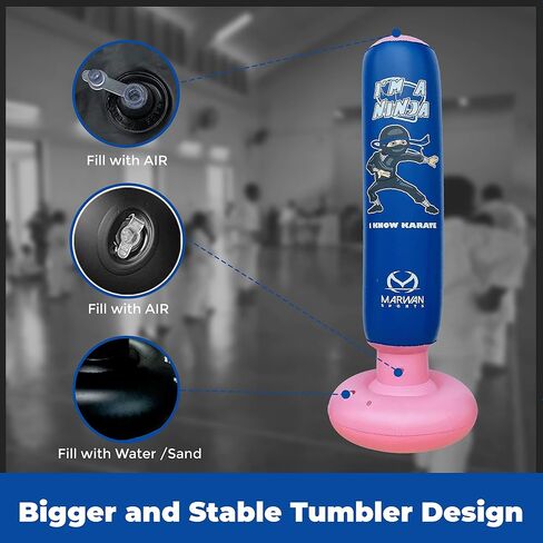 Inflatable Punching Bag for Kids,63 Inches Kid Ninja Boxing Bag with Stand for Boys-Freestanding Kids Punching Bags-Punch Bag for Karate Kicking Taekwondo MMA Toys Birthday Gifts for Children 3-10 in Saudi Arabia