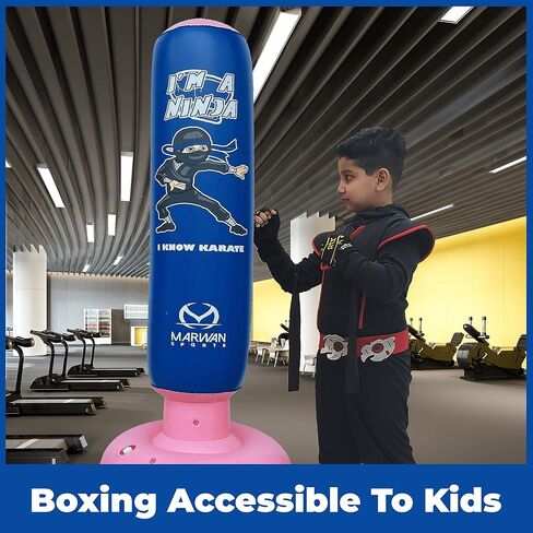Inflatable Punching Bag for Kids,63 Inches Kid Ninja Boxing Bag with Stand for Boys-Freestanding Kids Punching Bags-Punch Bag for Karate Kicking Taekwondo MMA Toys Birthday Gifts for Children 3-10 in Saudi Arabia