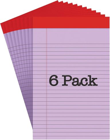 Manaloom Jr. Legal Pad Writing Pads, Narrow Ruled Writing Note Pads - Colored Notepads 5 x 8 Inch Lined Notebooks, Perforated Notebook - 50 Sheet Pads - 6 Pack (Blue) in Saudi Arabia